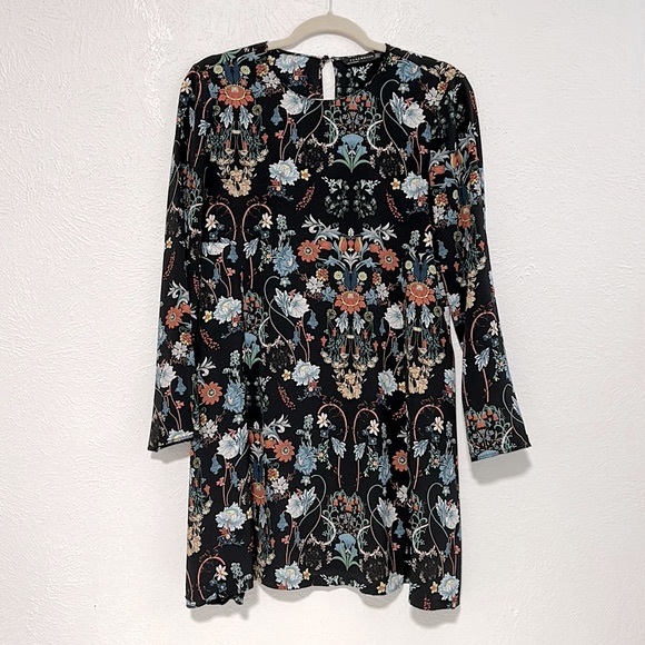 Zara black floral dress M - Picture 2 of 7